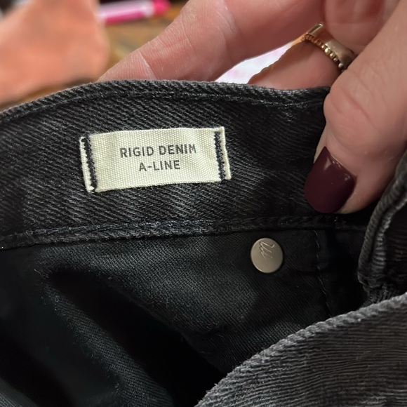 Madewell NWT Rigid Denim A-Line Skirt in Black Size 28 - Picture 10 of 13
